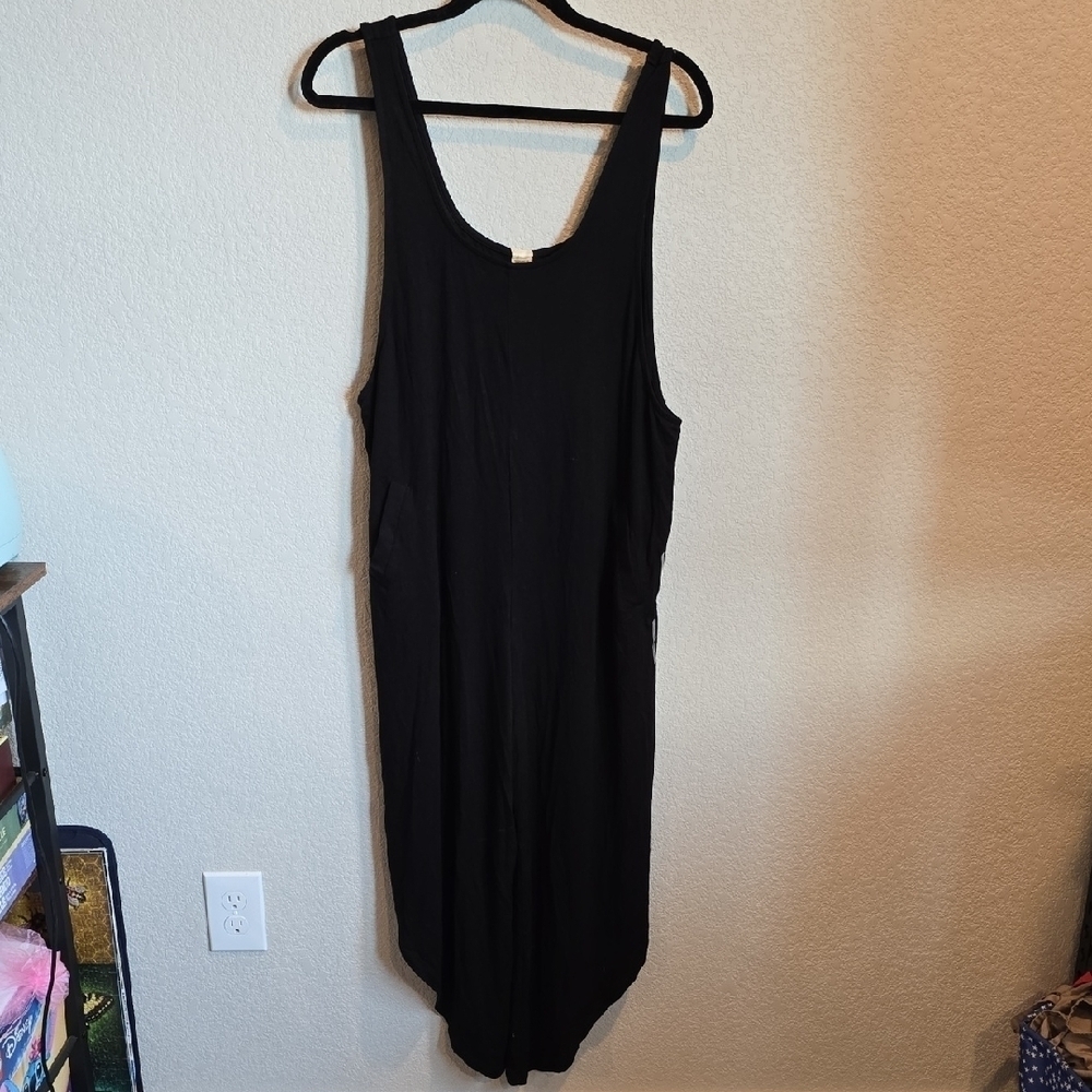 A Walk In The Park Black Sleeveless Jumpsuit | Wide Leg Sportswear Large L